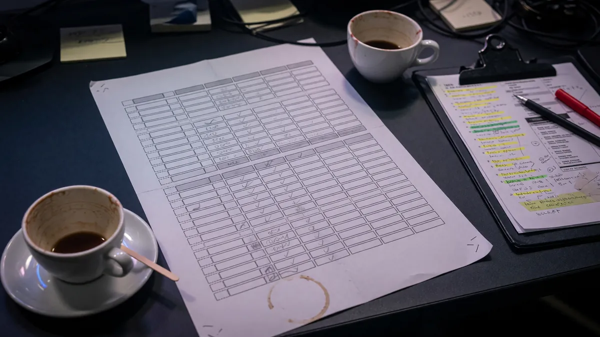 Match schedule printout at the Halcyon analyst desk