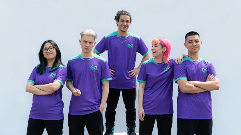 Editorial photograph of the Helix roster of five players at the APAC South studio